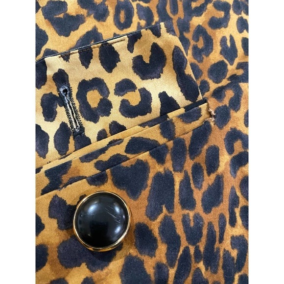 JONES NEW YORK VTG Leopard print double sided  black coat Women's size Large - Picture 6 of 8